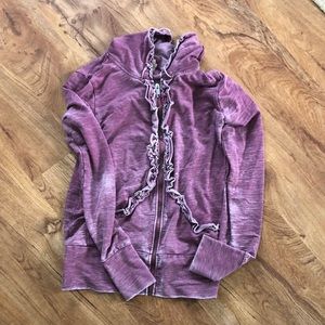 Distressed zipped sweatshirt